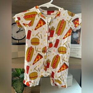 Little Sleepies Red and Yellow Food Print Kids Shorty